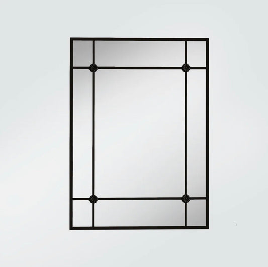 Stoke Black Metal Flat Wall Mirror 100x70cm – Modern Home Décor