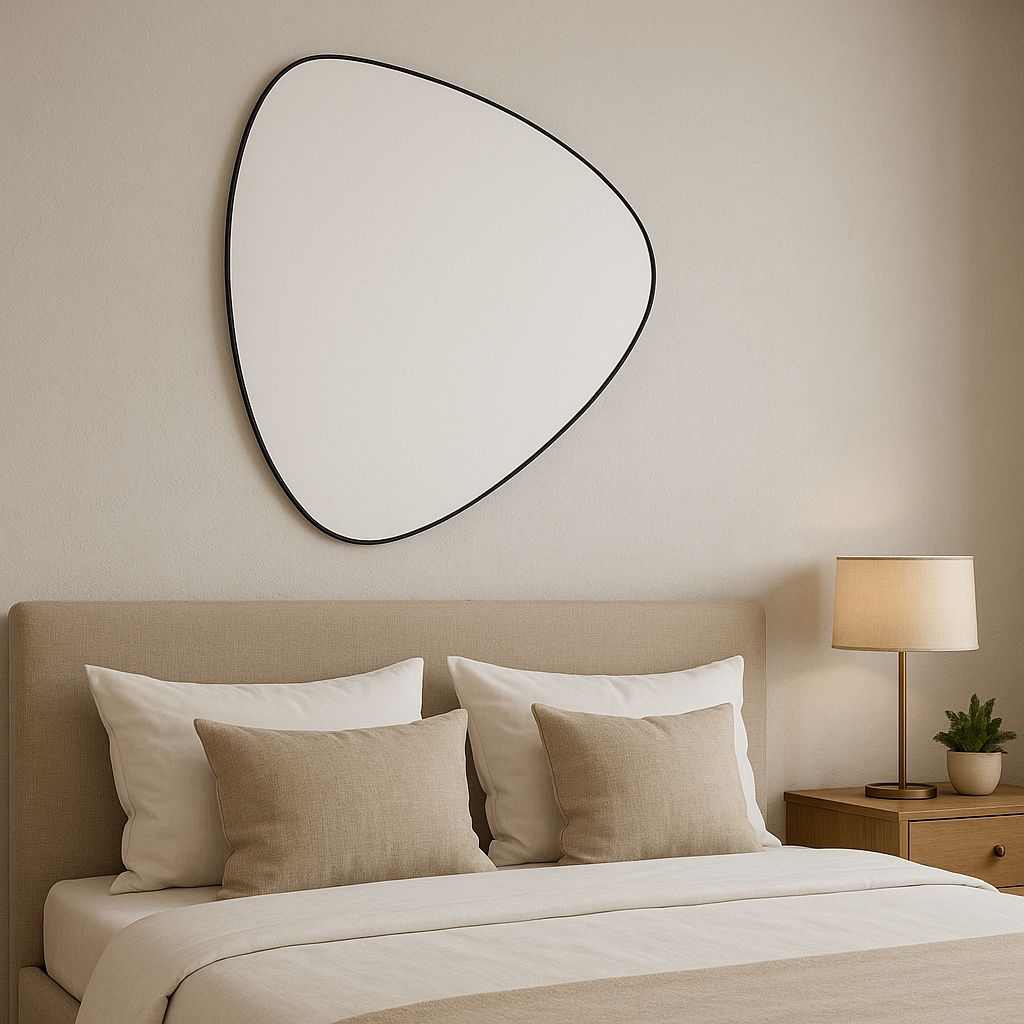 Dover Organic Black Wall Mirror – 75x85 cm | Modern Freeform Iron Frame | Contemporary Statement Home Décor