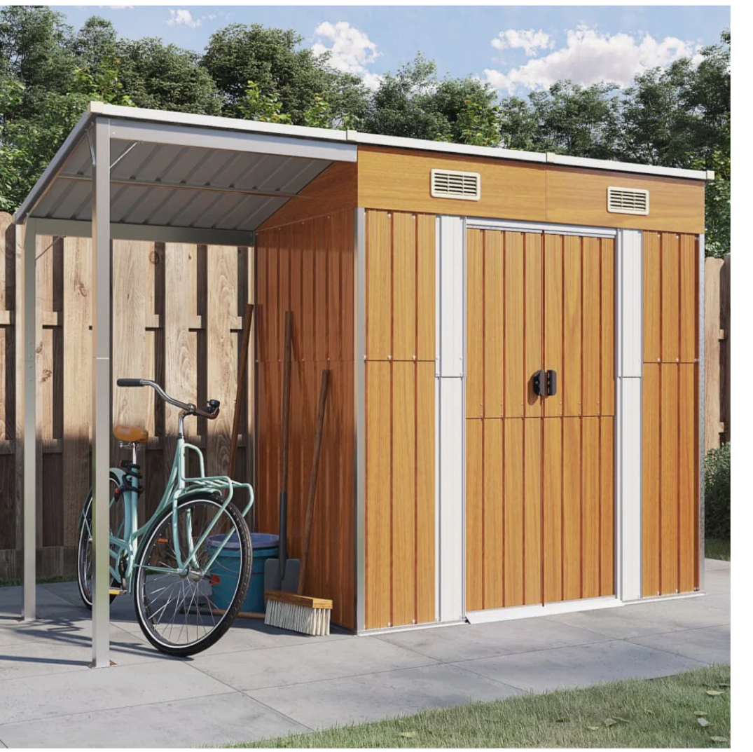 Broghin Garden Shed with Extended Roof – Galvanised Steel Outdoor Storage Shed
