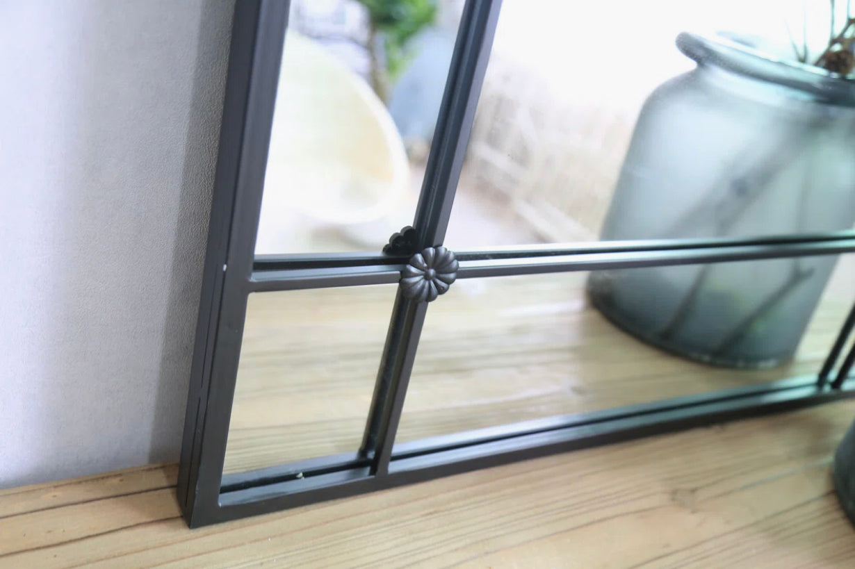 Stoke Black Metal Flat Wall Mirror – 100 x 70cm | Classic Vertical Accent Mirror for Living Room, Hallway & Bedroom