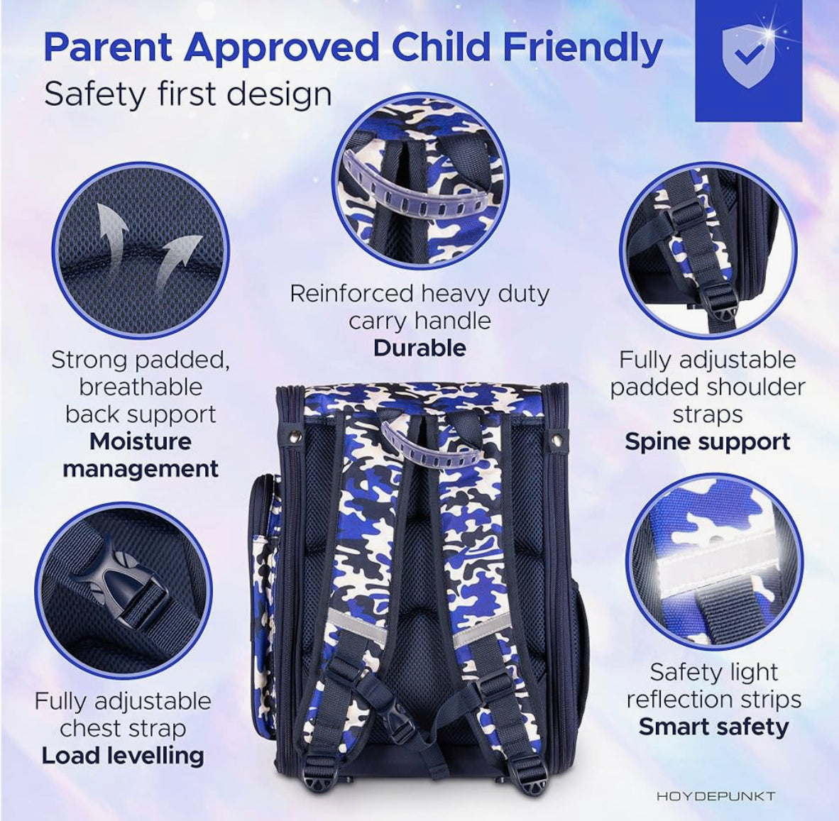 HOYDEPUNKT Kids Backpack – 13L Extra-Large Waterproof School Bag