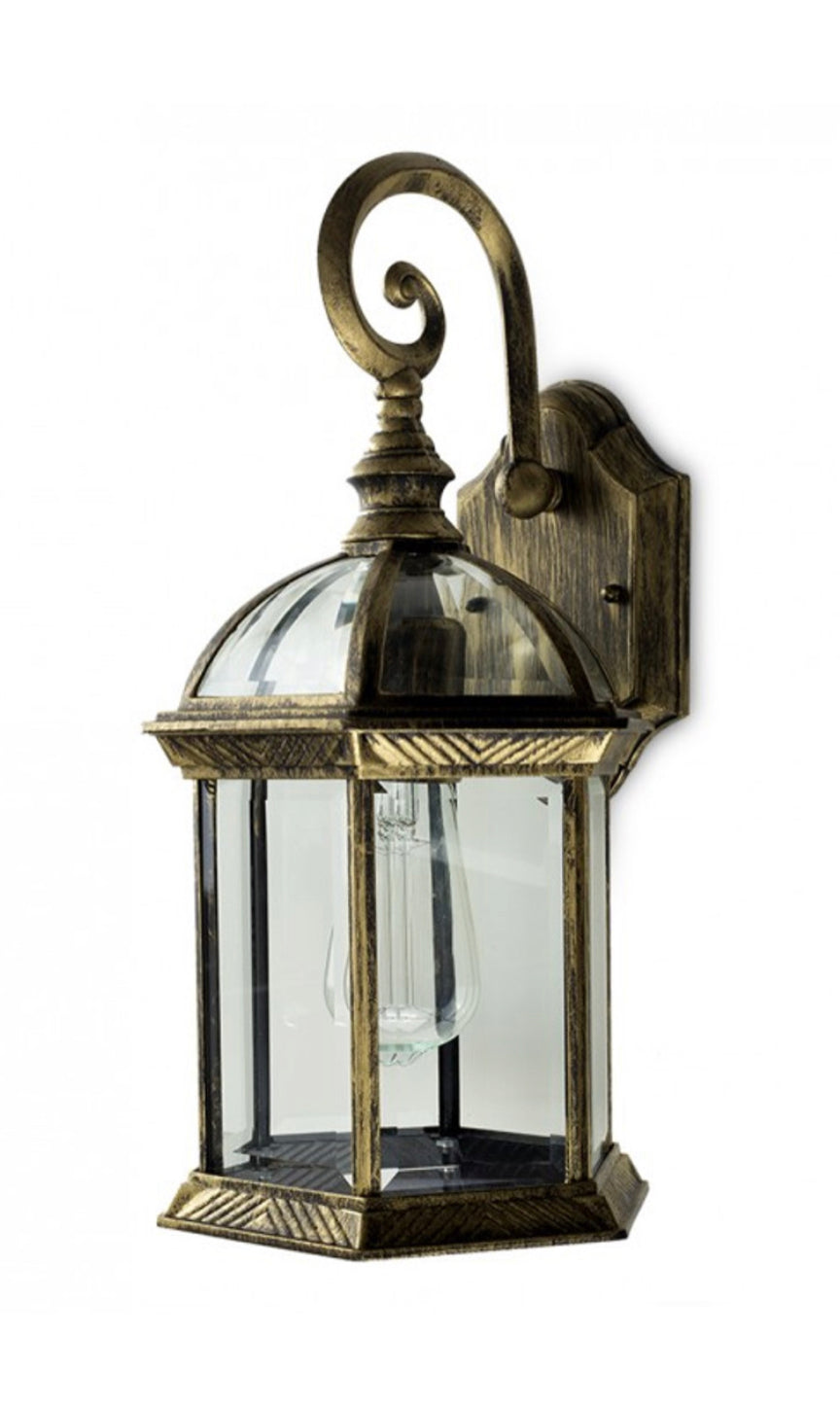 Vintage Outdoor Wall Lantern β E27 LED Compatible | Antique Brass Finish