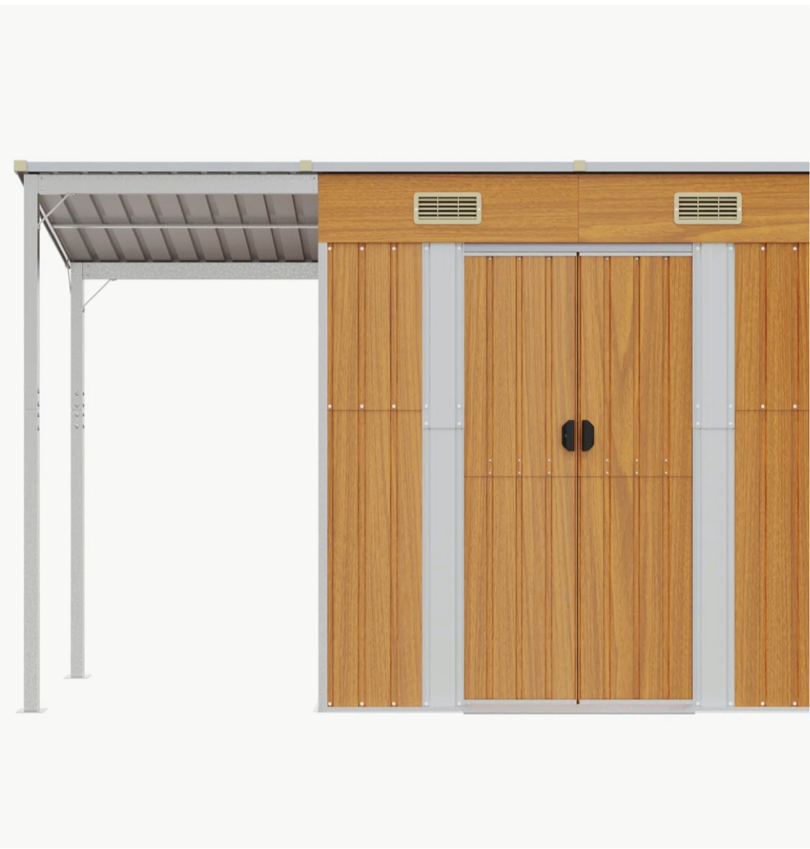 Broghin Garden Shed with Extended Roof – Galvanised Steel Outdoor Storage Shed