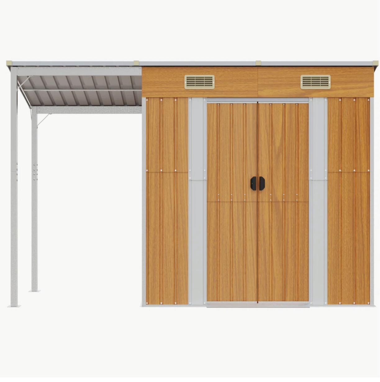 Broghin Garden Shed with Extended Roof – Galvanised Steel Outdoor Storage Shed