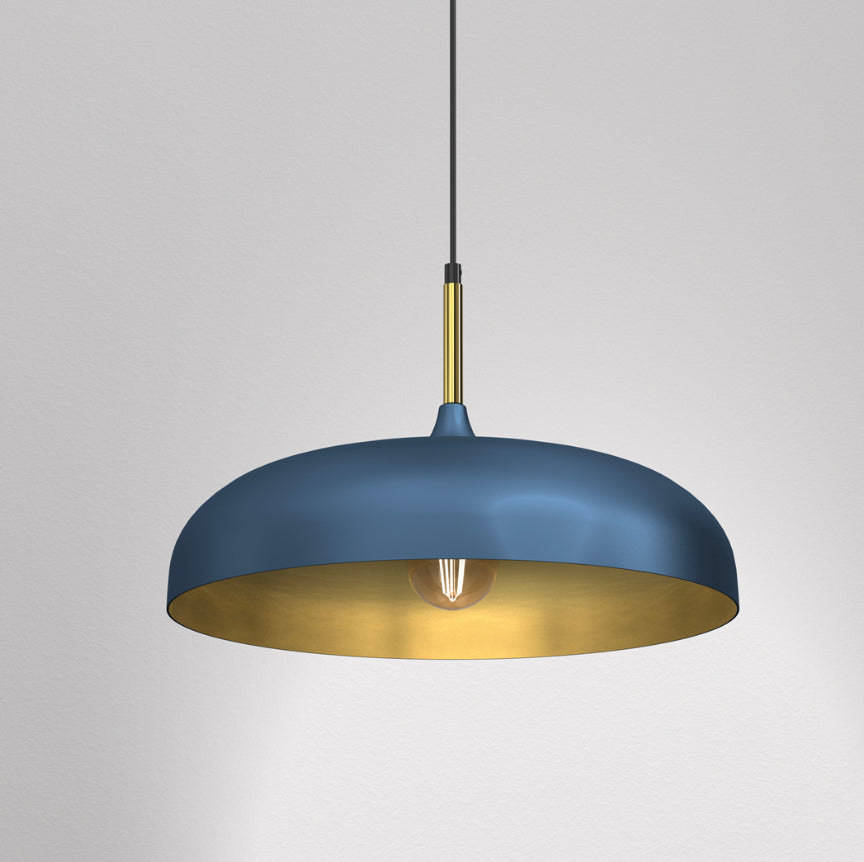 Longshore Tides Verna 1-Light Dome Pendant Light – Blue & Gold | Modern Scandi Style