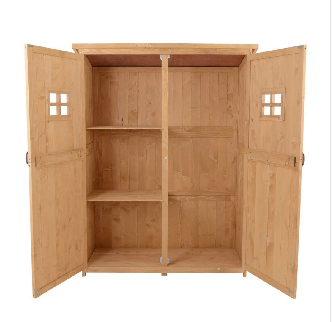 Outsunny Outdoor Wooden Garden Storage Shed – Weather-Resistant Tool Cabinet with Shelves (50 x 127.5 x 164 cm)