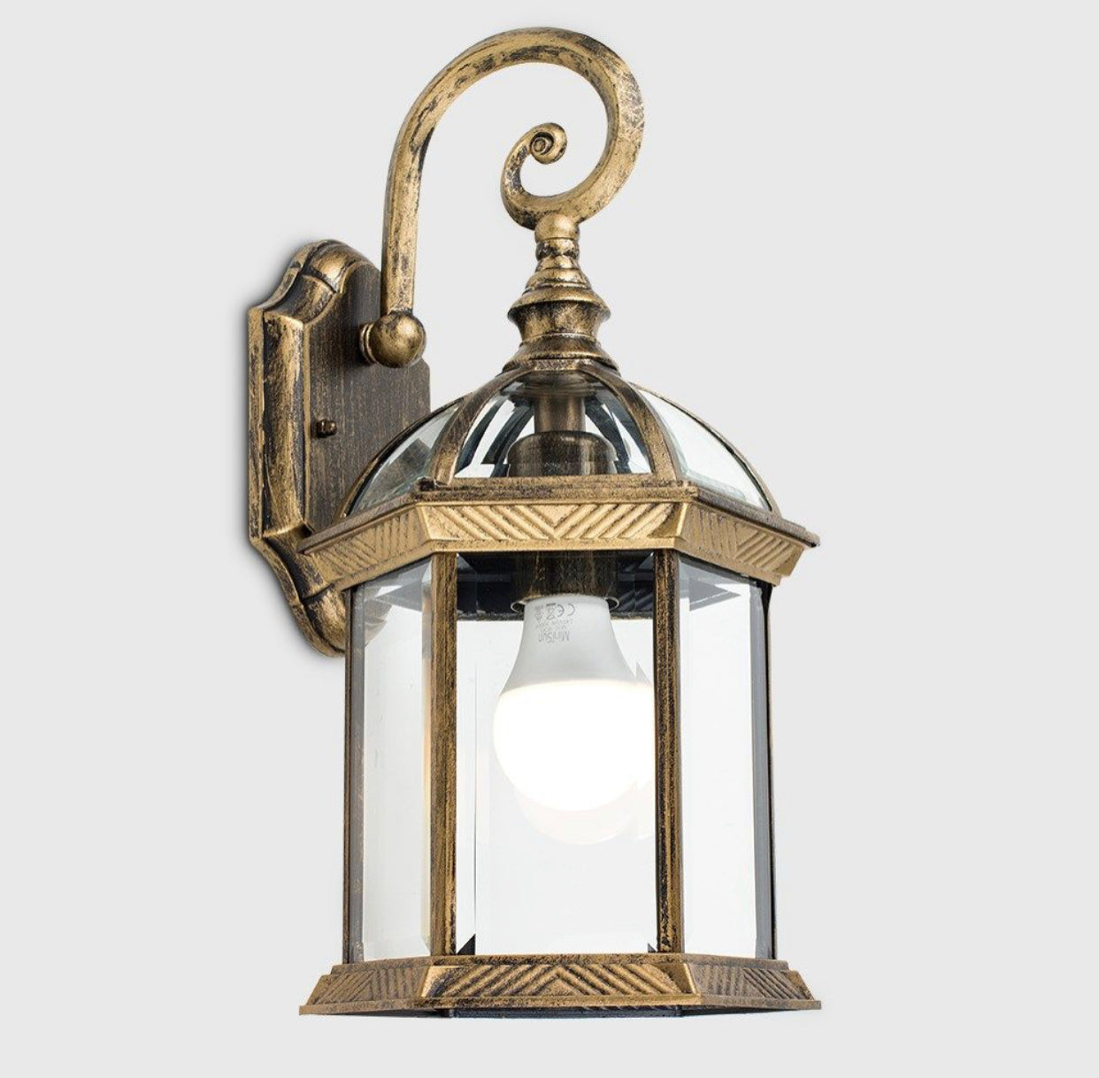 Vintage Outdoor Wall Lantern β E27 LED Compatible | Antique Brass Finish