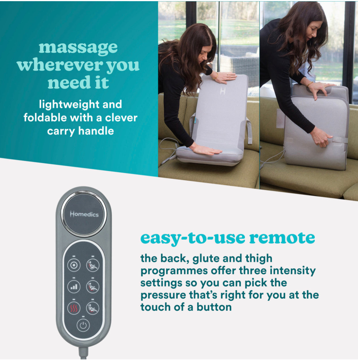 Homedics Full Body Flex Massage Cushion – Deep Shiatsu Massage with Heat