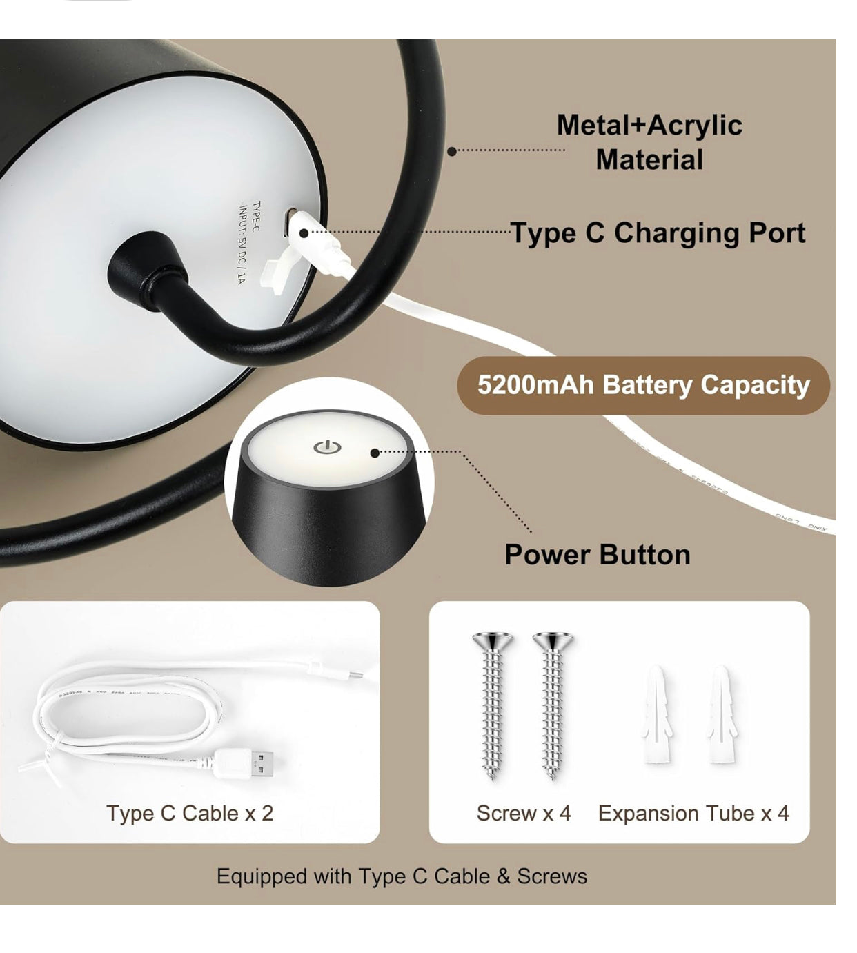 Faithorse Battery Operated Wall Lights β Rechargeable, Dimmable, 3 Color Temperatures, IP54 Waterproof Wall Sconce (Black)