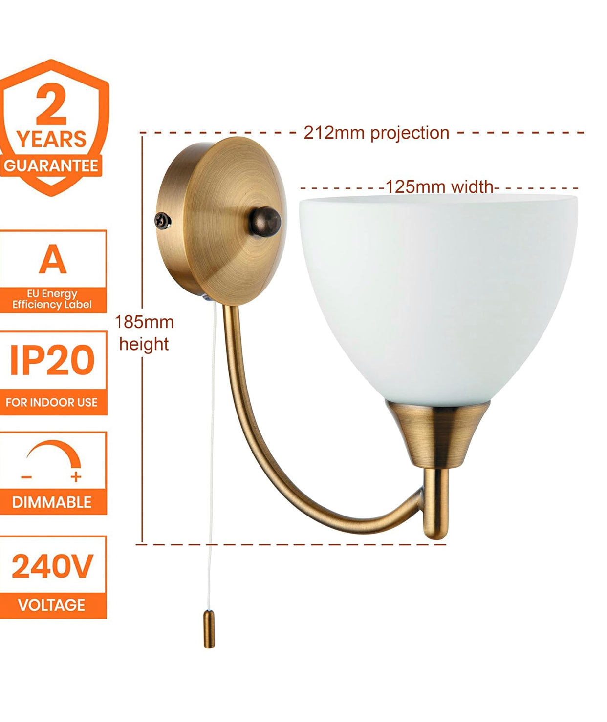Marlow Home Co. Tina 1-Light Armed Wall Sconce – Antique Brass Finish