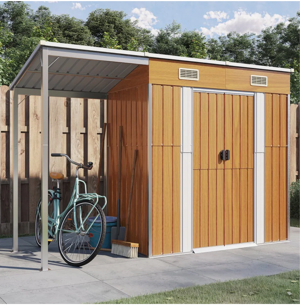 Broghin Garden Shed with Extended Roof – Galvanised Steel Outdoor Storage Shed