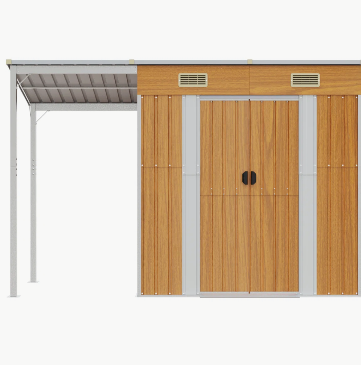 Broghin Garden Shed with Extended Roof – Galvanised Steel Outdoor Storage Shed