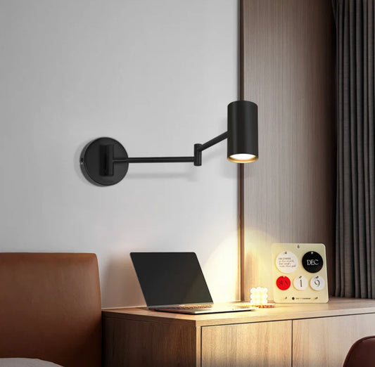 17 STORIES Vintage Black Swing Arm Wall Sconce Lights – Set of 2 – Adjustable Retro Wall Lamps | Matte Black Finish | GU10 Socket