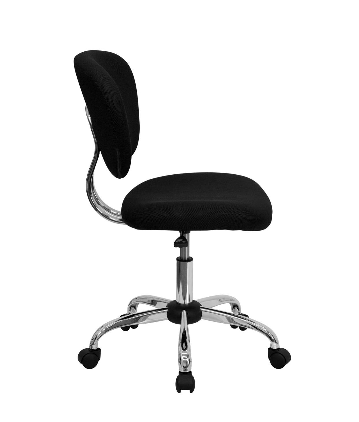 Flash Furniture Mid-Back Mesh Swivel Task Chair – Black Ergonomic Office Chair with Chrome Base & Breathable Mesh Back