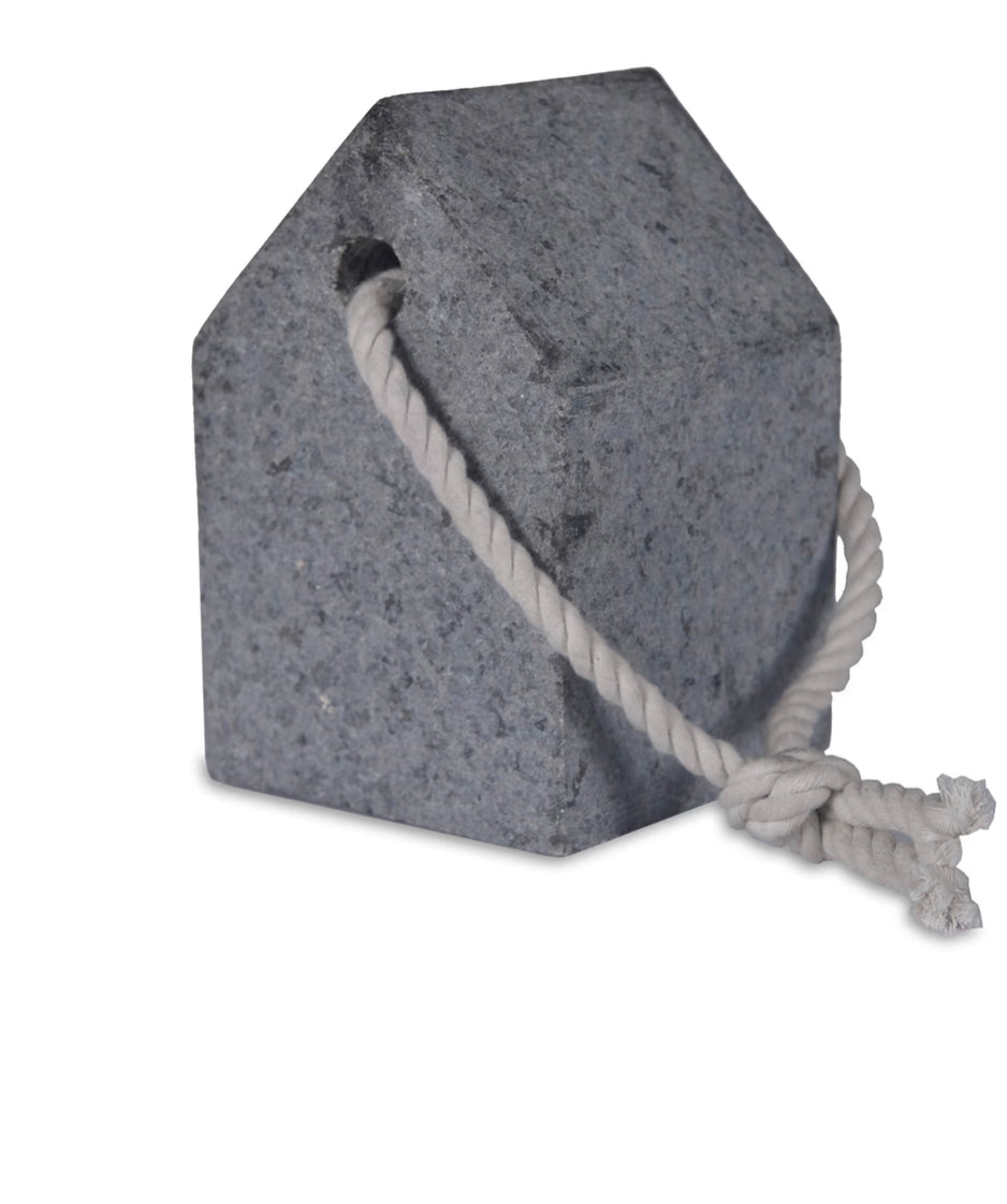 Wareham Granite Square Door Stop – Grey | Heavyweight Rope Handle Doorstop for Modern & Rustic Homes