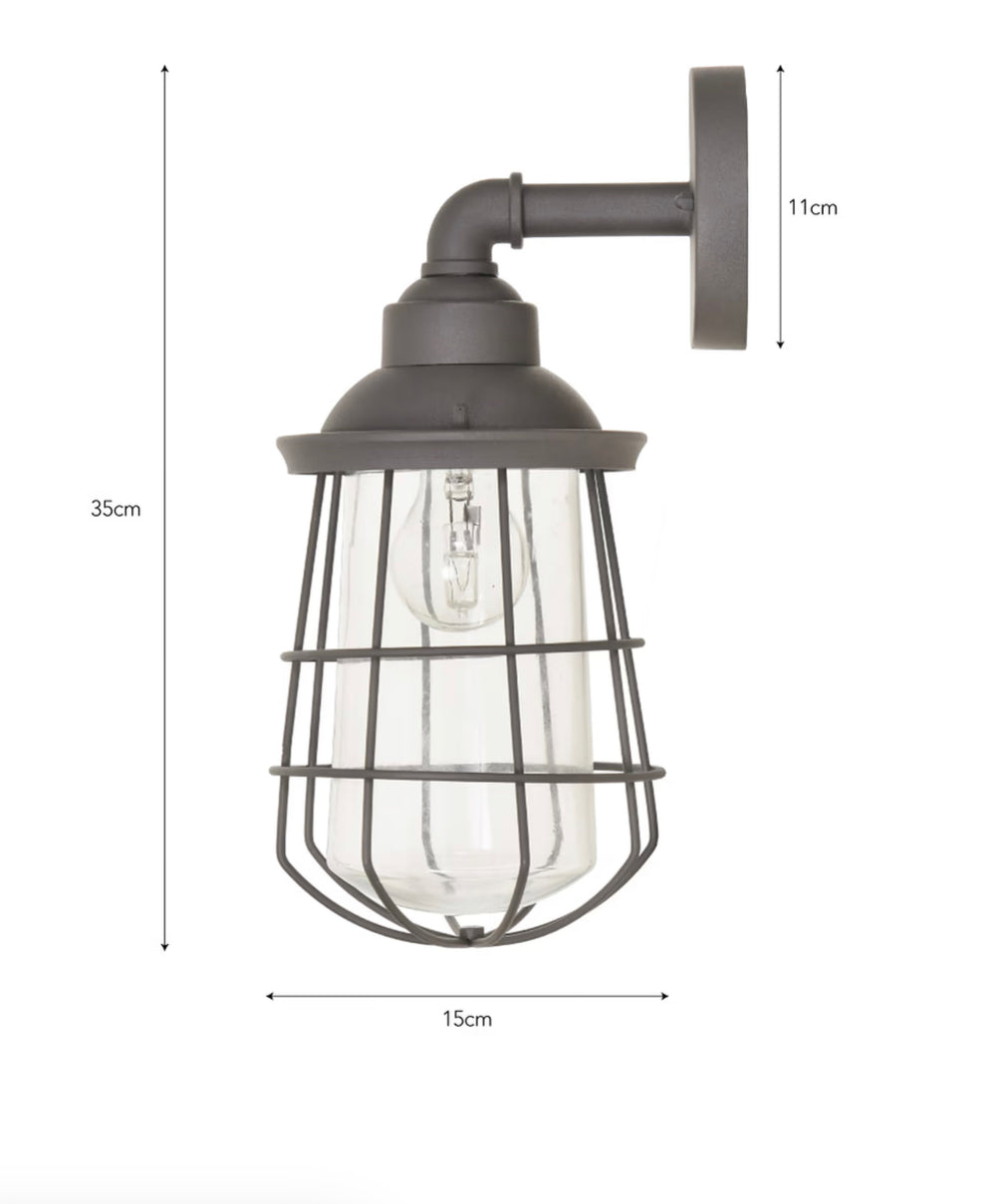 Finsbury Wall Light – Charcoal Aluminium – Industrial Outdoor & Bathroom Lighting