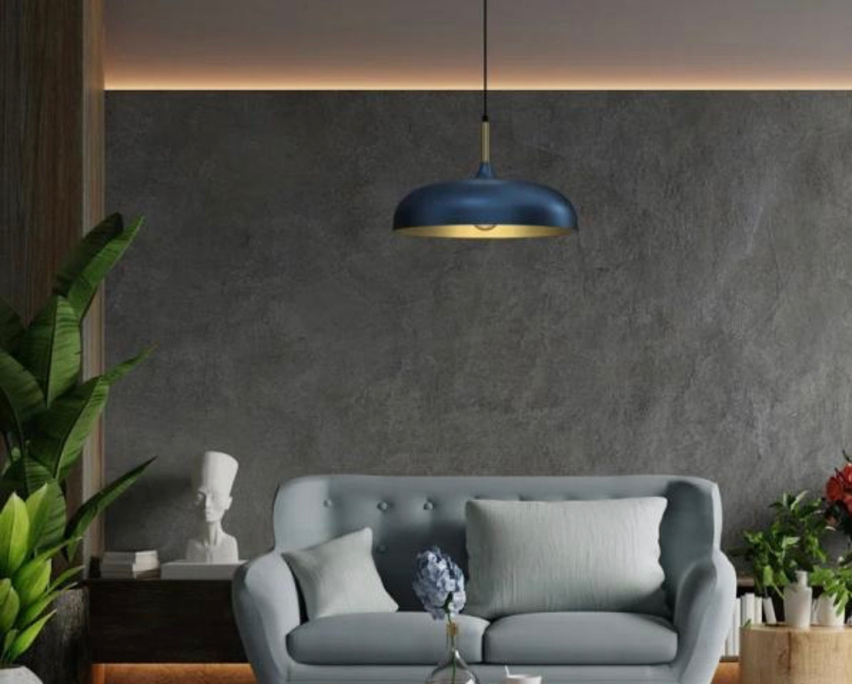 Longshore Tides Verna 1-Light Dome Pendant Light – Blue & Gold | Modern Scandi Style