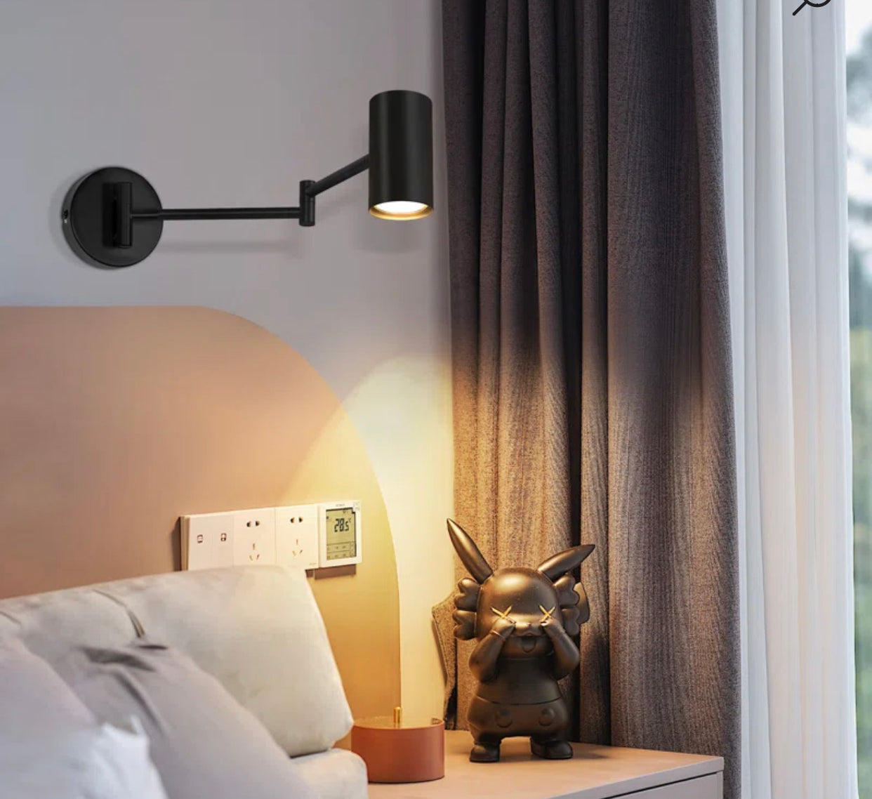 17 STORIES Vintage Black Swing Arm Wall Sconce Lights – Set of 2 – Adjustable Retro Wall Lamps | Matte Black Finish | GU10 Socket