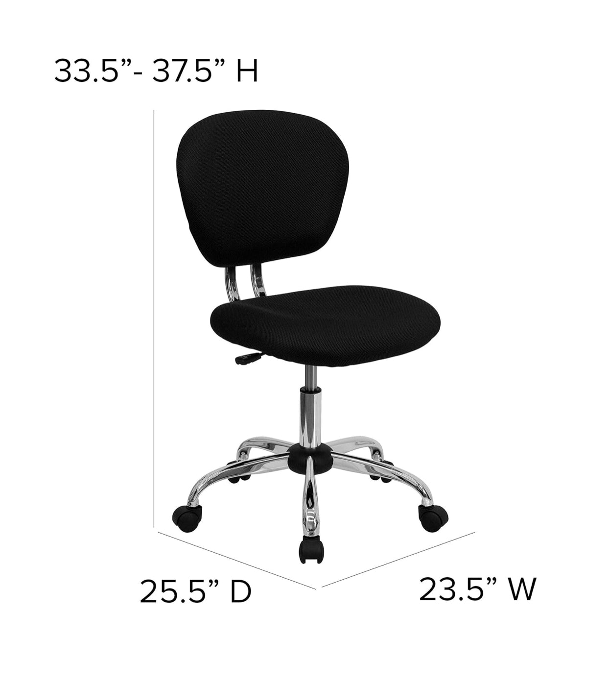 Flash Furniture Mid-Back Mesh Swivel Task Chair – Black Ergonomic Office Chair with Chrome Base & Breathable Mesh Back