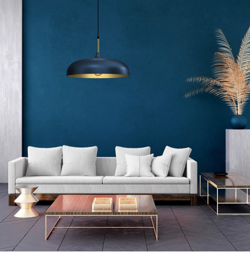 Longshore Tides Verna 1-Light Dome Pendant Light – Blue & Gold | Modern Scandi Style