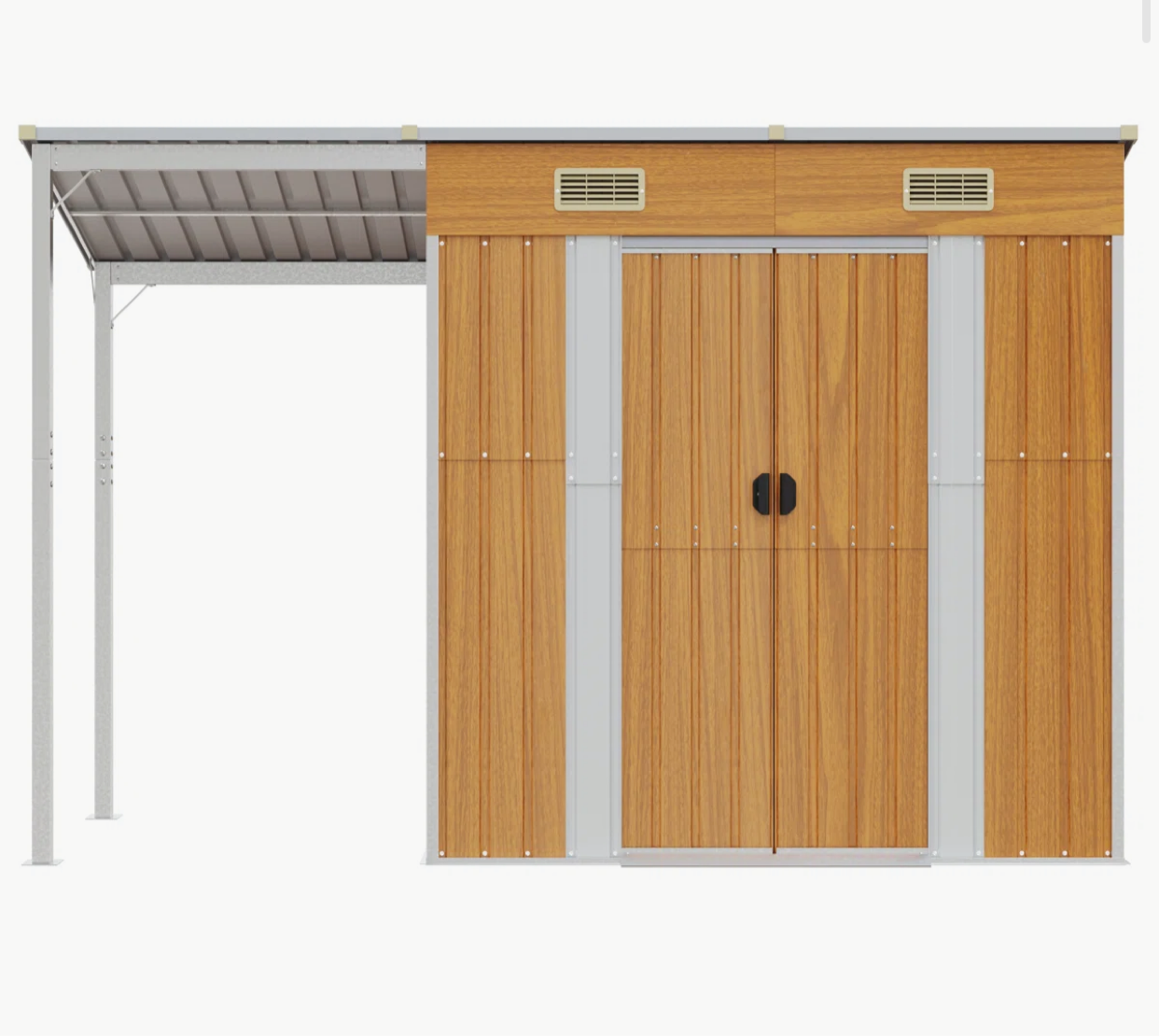 Broghin Garden Shed with Extended Roof – Galvanised Steel Outdoor Storage Shed