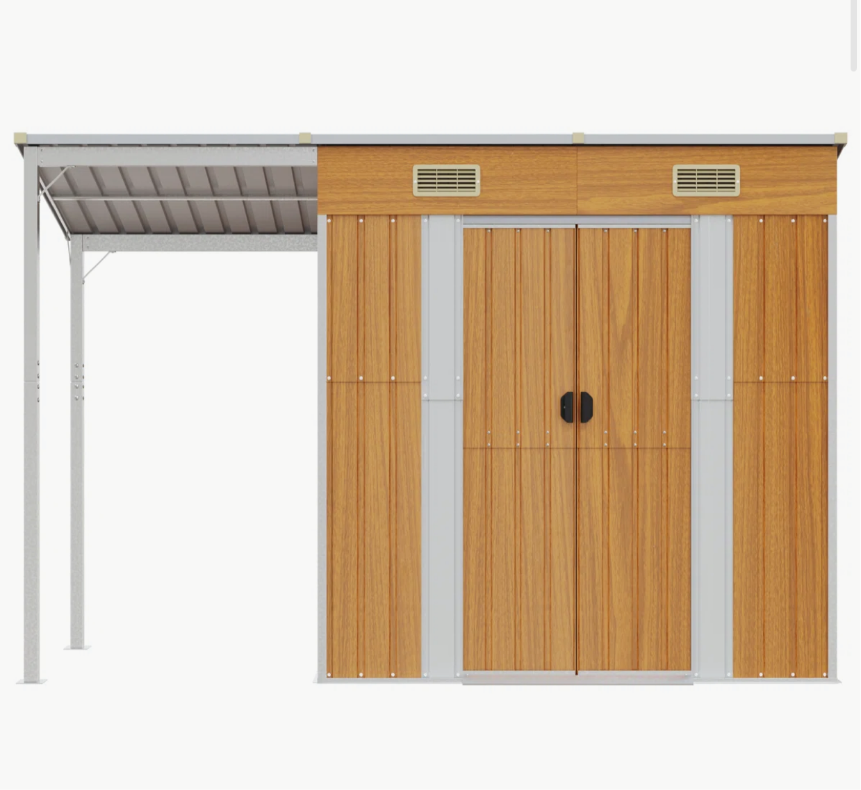 Broghin Garden Shed with Extended Roof – Galvanised Steel Outdoor Storage Shed