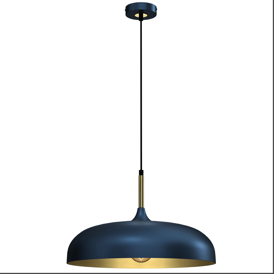 Longshore Tides Verna 1-Light Dome Pendant Light – Blue & Gold | Modern Scandi Style