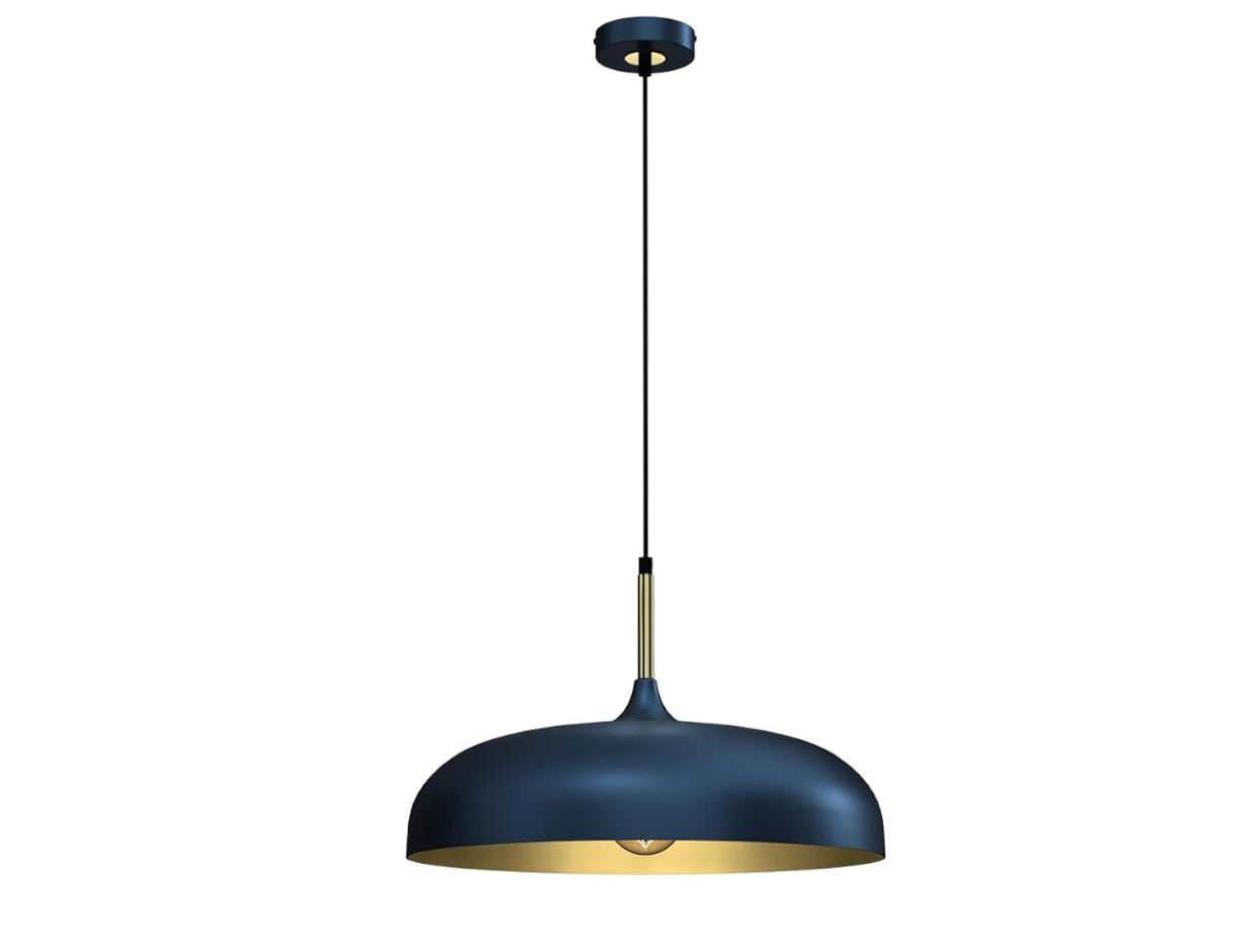 Longshore Tides Verna 1-Light Dome Pendant Light – Blue & Gold | Modern Scandi Style