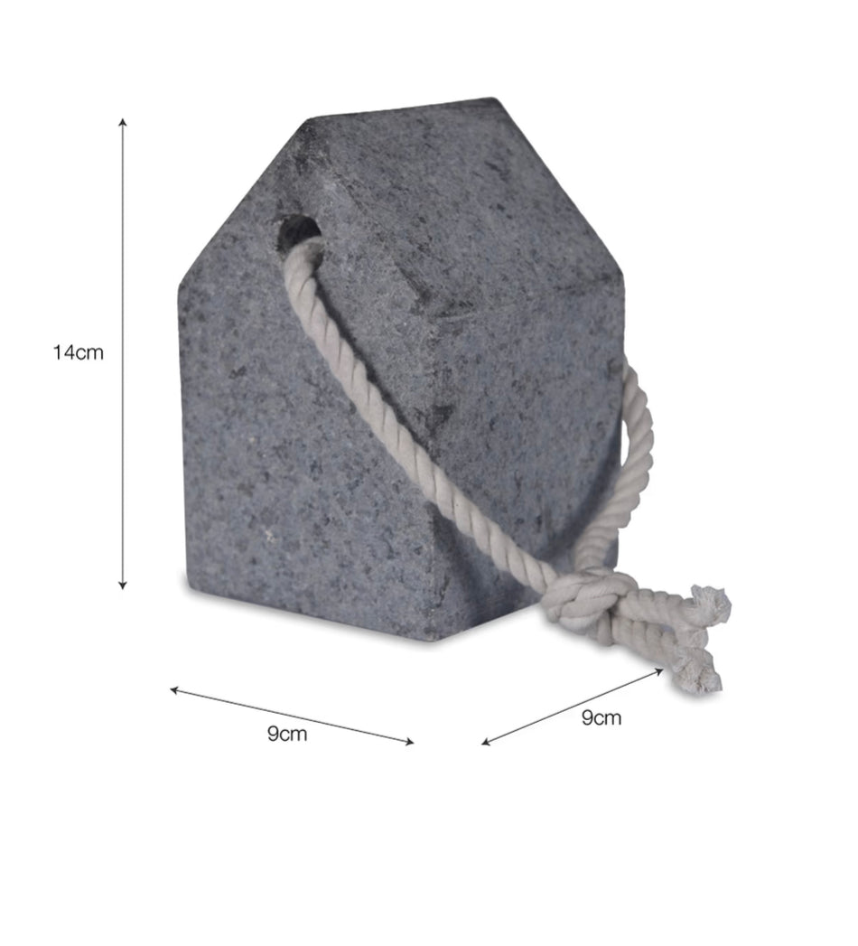 Wareham Granite Square Door Stop – Grey | Heavyweight Rope Handle Doorstop for Modern & Rustic Homes