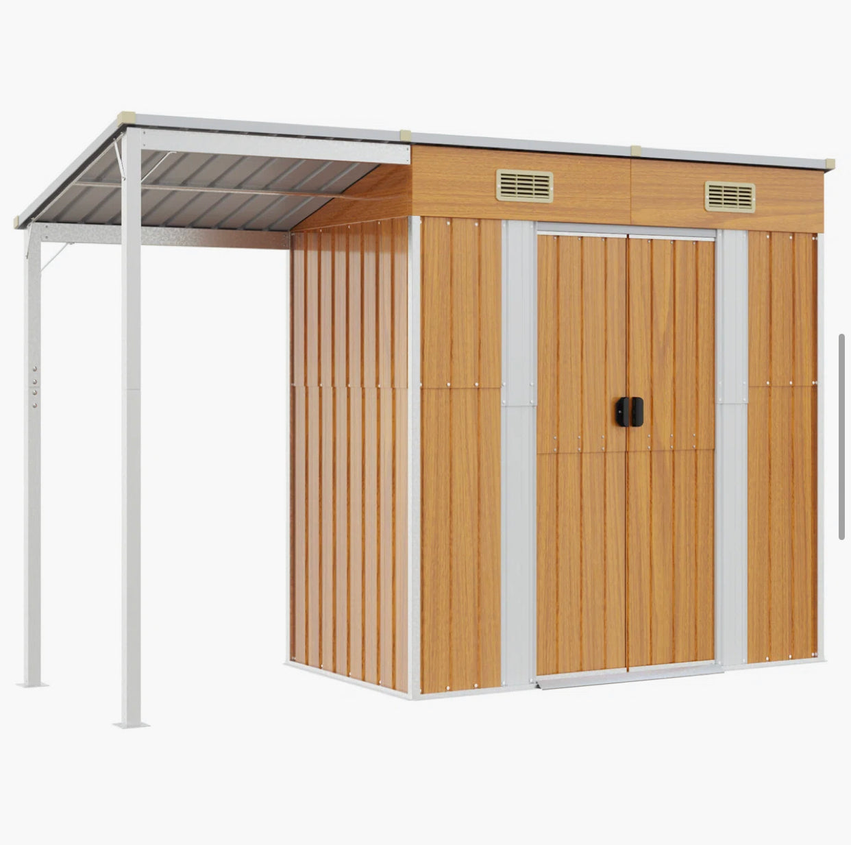 Broghin Garden Shed with Extended Roof – Galvanised Steel Outdoor Storage Shed