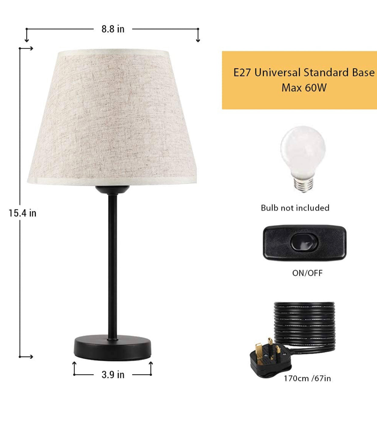 LIANTRAL Modern Bedside Lamps Set of 2 – Creamy/Black – Small Table Lamps with Linen Fabric Shades & Metal Base
Perfect for Bedrooms, Living Rooms & Offices | E27 Bulb Compatible