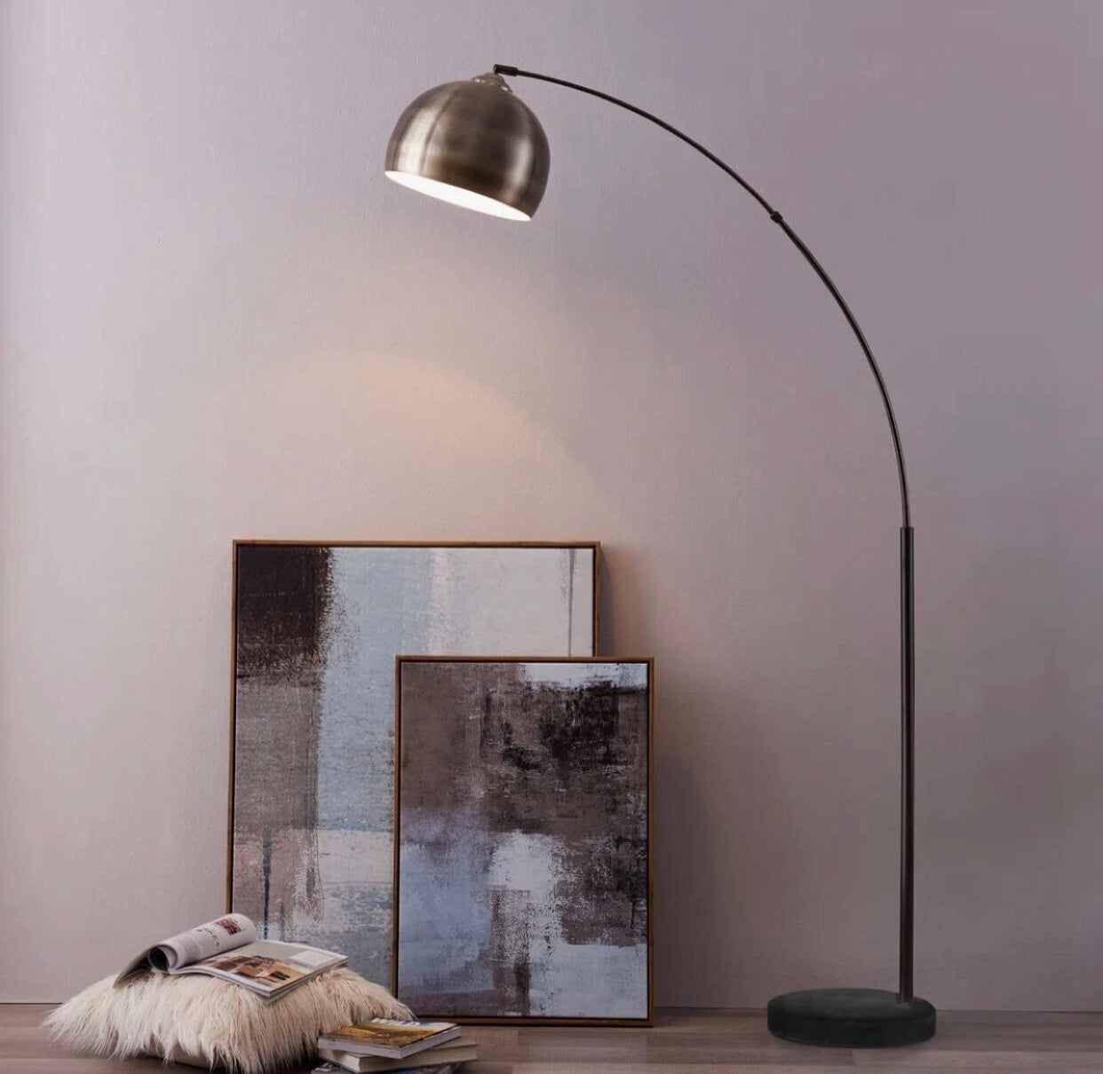 Teamson Home Arquer 173cm Arc Floor Lamp – Black Marble Base & Antique Brass Shade | Mid-Century Modern Lighting for Living Room, Bedroom, Office
Our Price: £62.50 — Market Price: £124.99