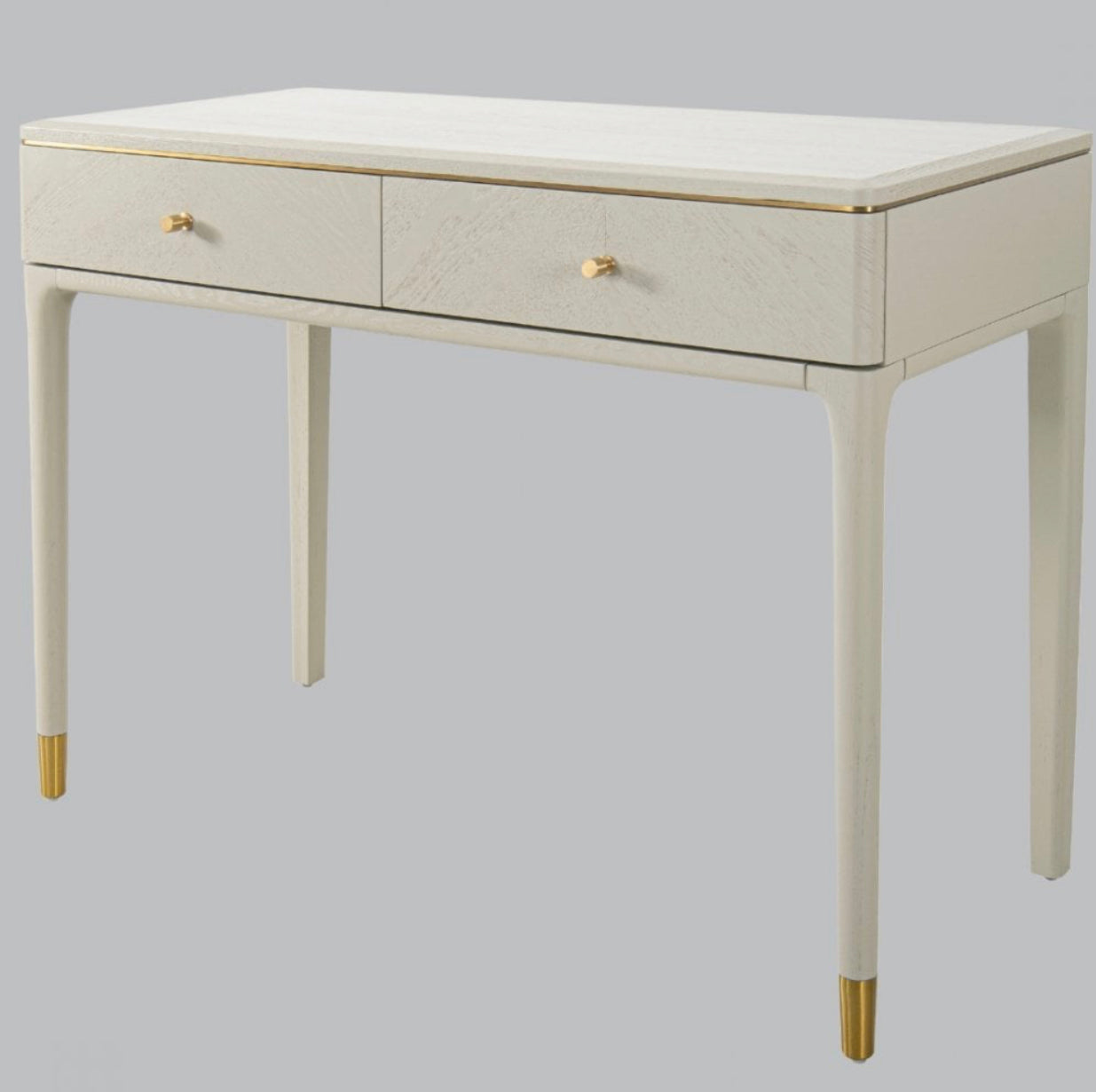 RV Astley Vancent Dressing Table – Off-White & Brass | 2 Drawers | £580