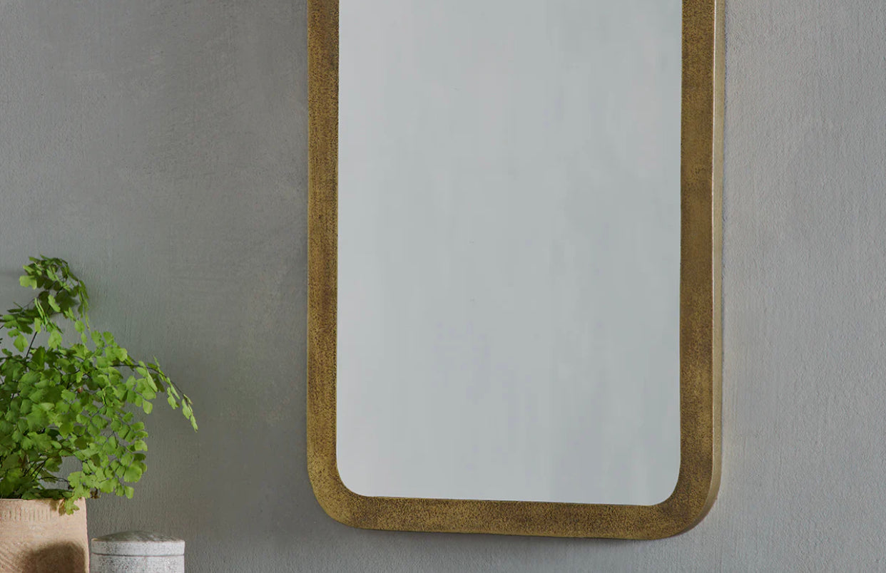 Nkuku Ungura Mirror – Small Antique Brass Wall Mirror | Handcrafted Aluminium & Glass
