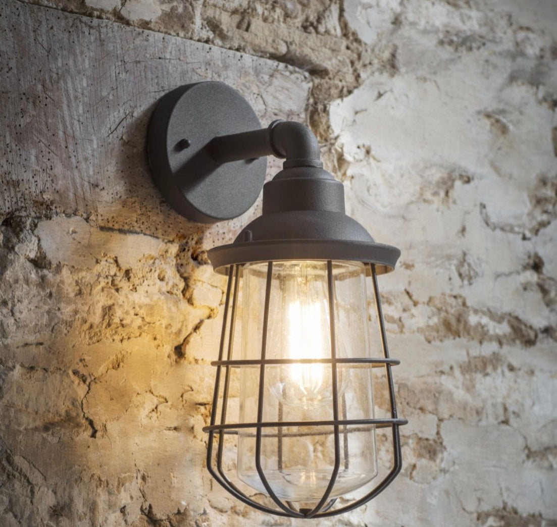 Finsbury Wall Light – Charcoal Aluminium – Industrial Outdoor & Bathroom Lighting