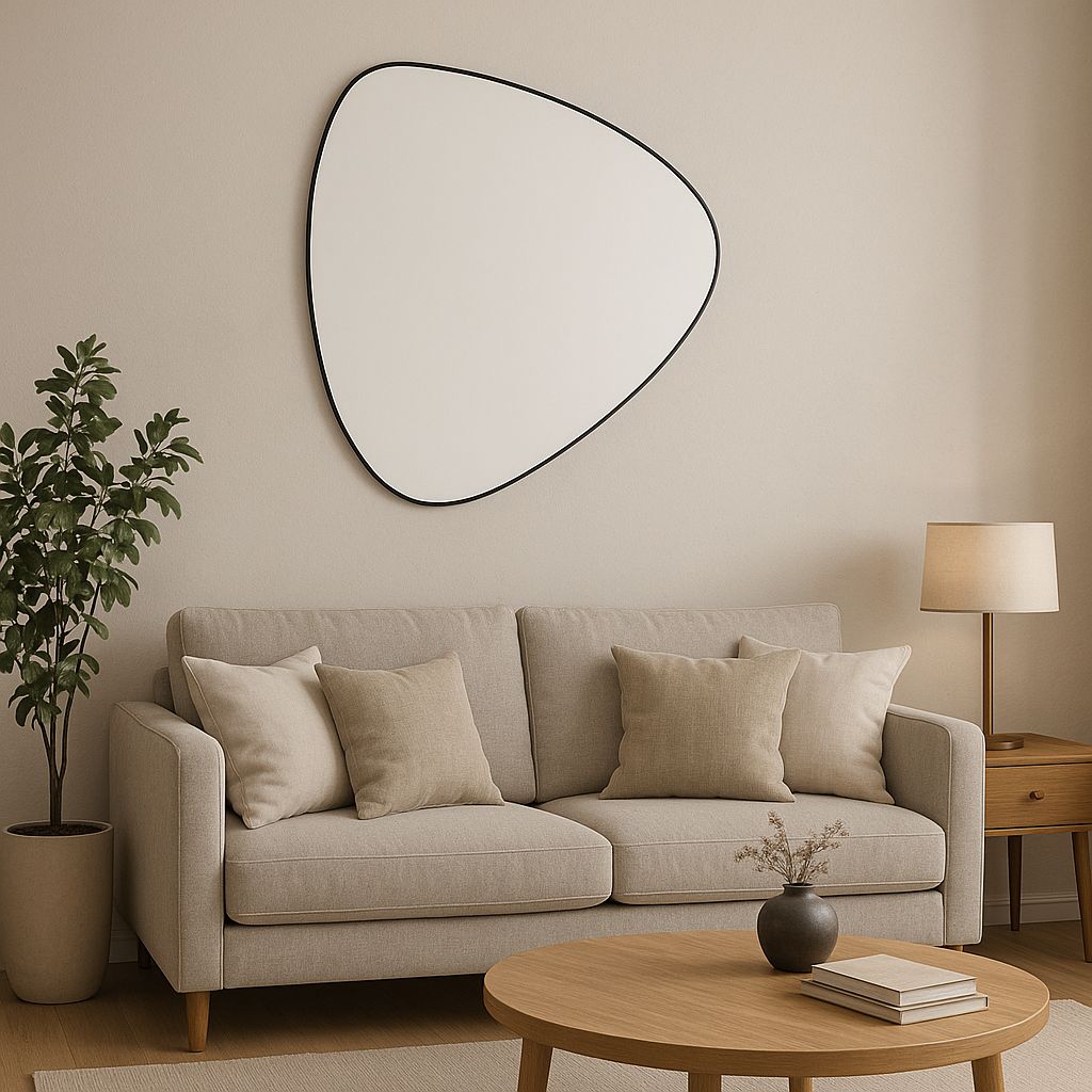 Dover Organic Black Wall Mirror – 75x85 cm | Modern Freeform Iron Frame | Contemporary Statement Home Décor