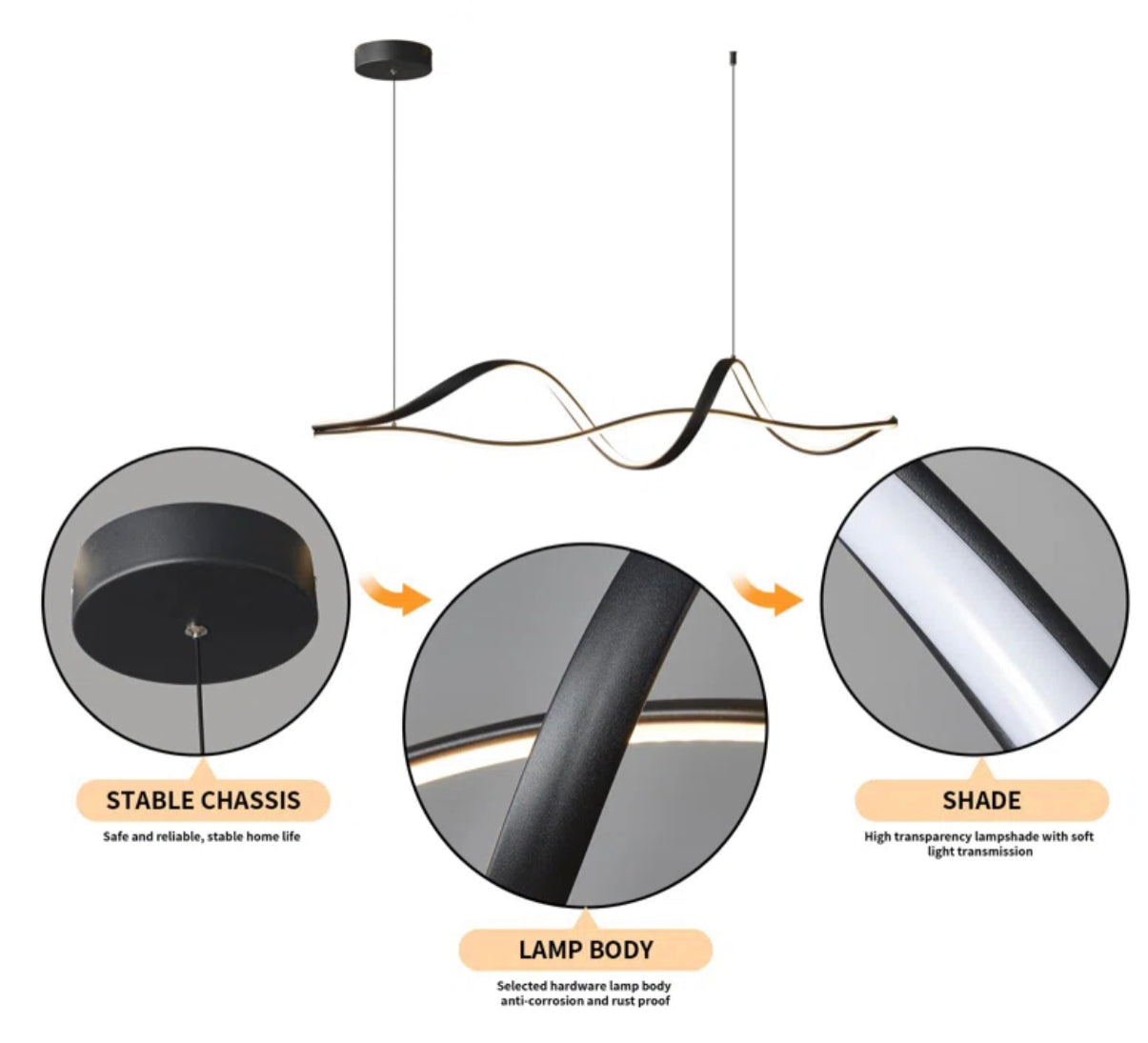 Blue Elephant Modern 2-Light Black LED Kitchen Island Pendant – £80 Only!