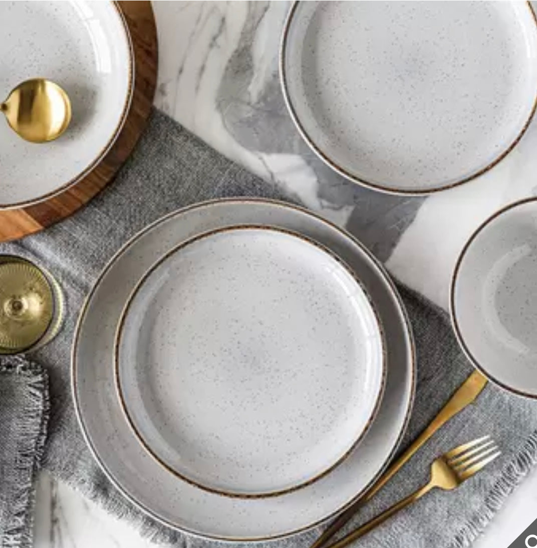Over and Back 16-Piece Stoneware Dinnerware Set – Durable, Stylish, and Modern Plates & Bowls