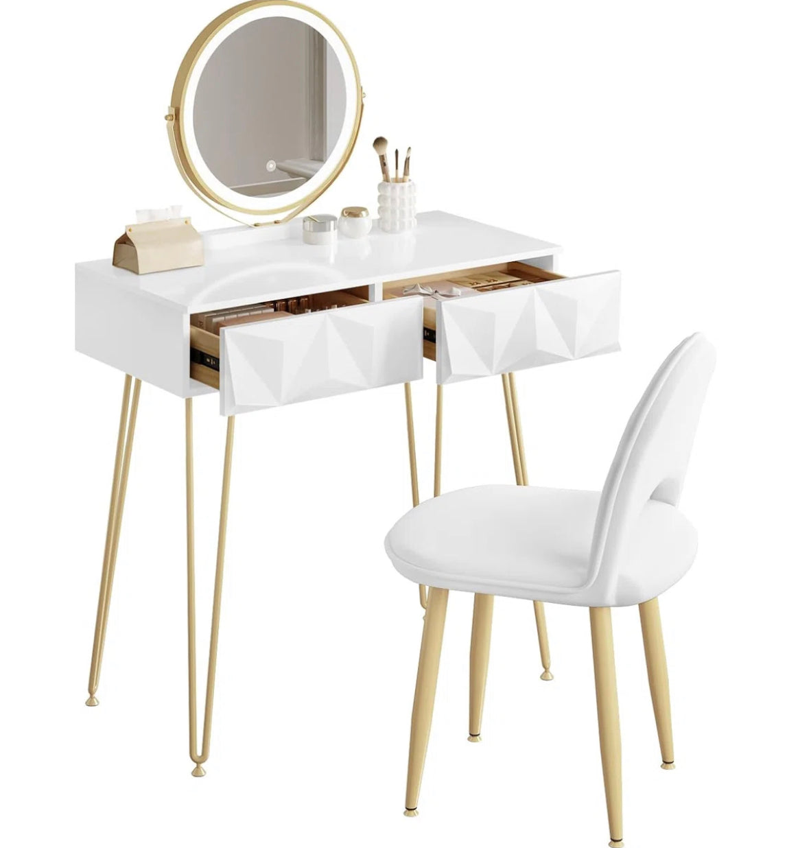 Appingedam Dressing Table with LED Mirror & Stool – Fairmont Park