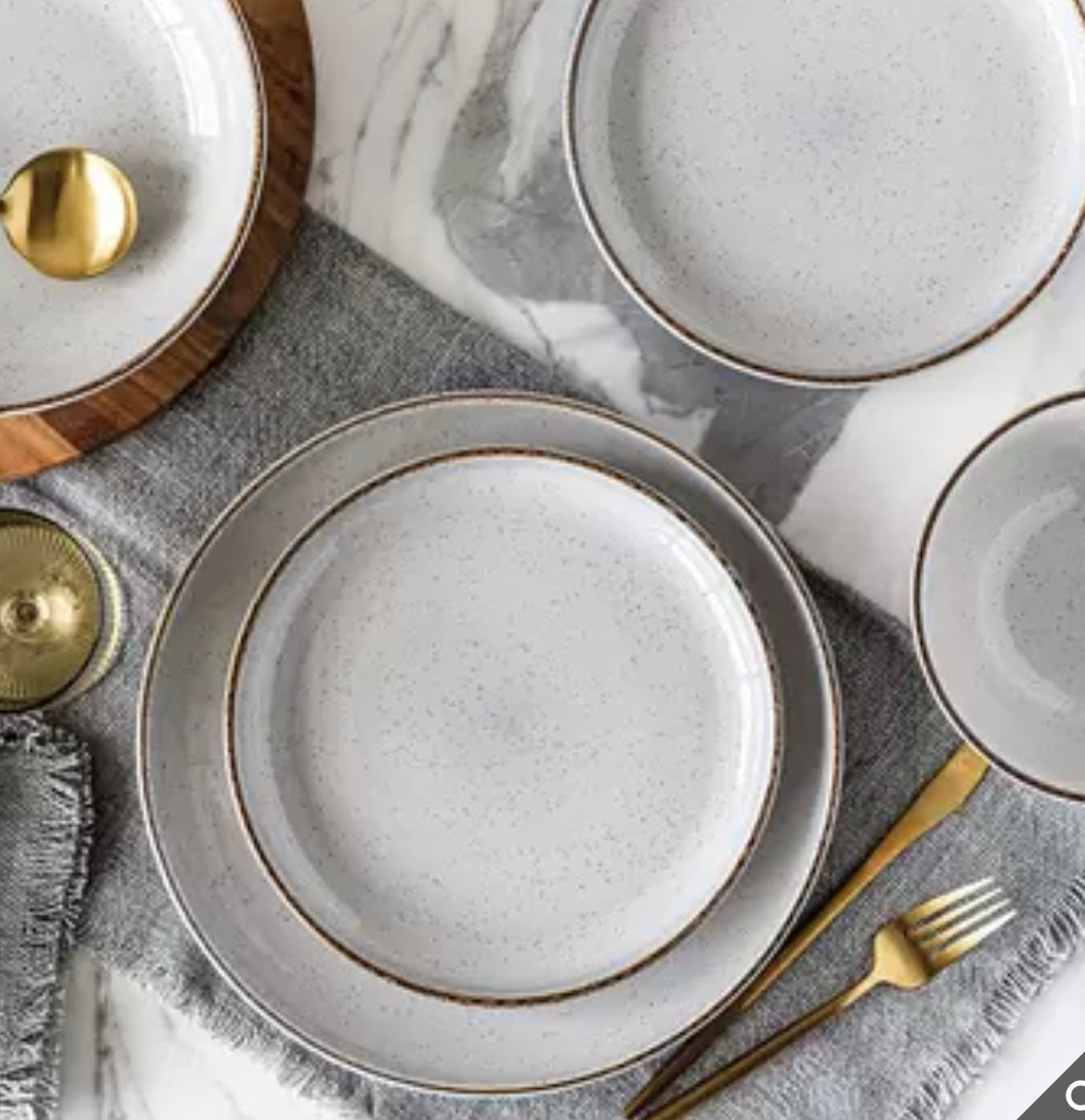 Over and Back 16-Piece Stoneware Dinnerware Set – Durable, Stylish, and Modern Plates & Bowls
