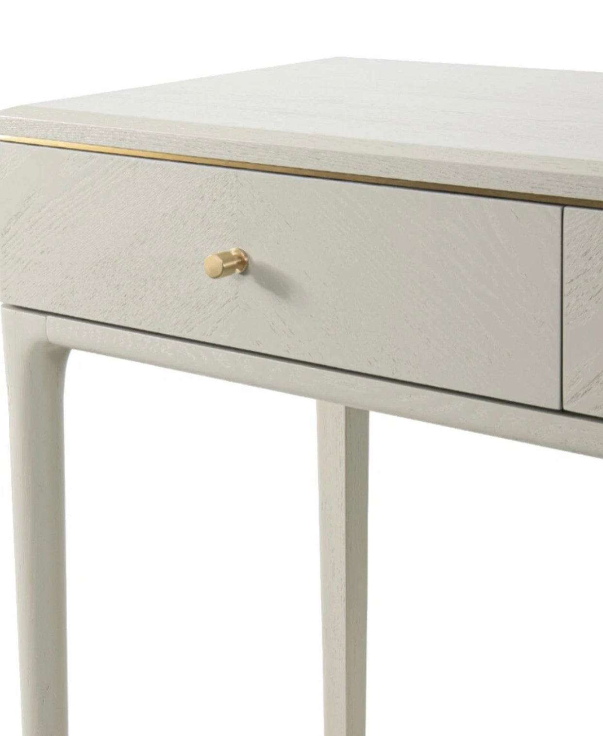 RV Astley Vancent Dressing Table – Off-White & Brass | 2 Drawers | £580