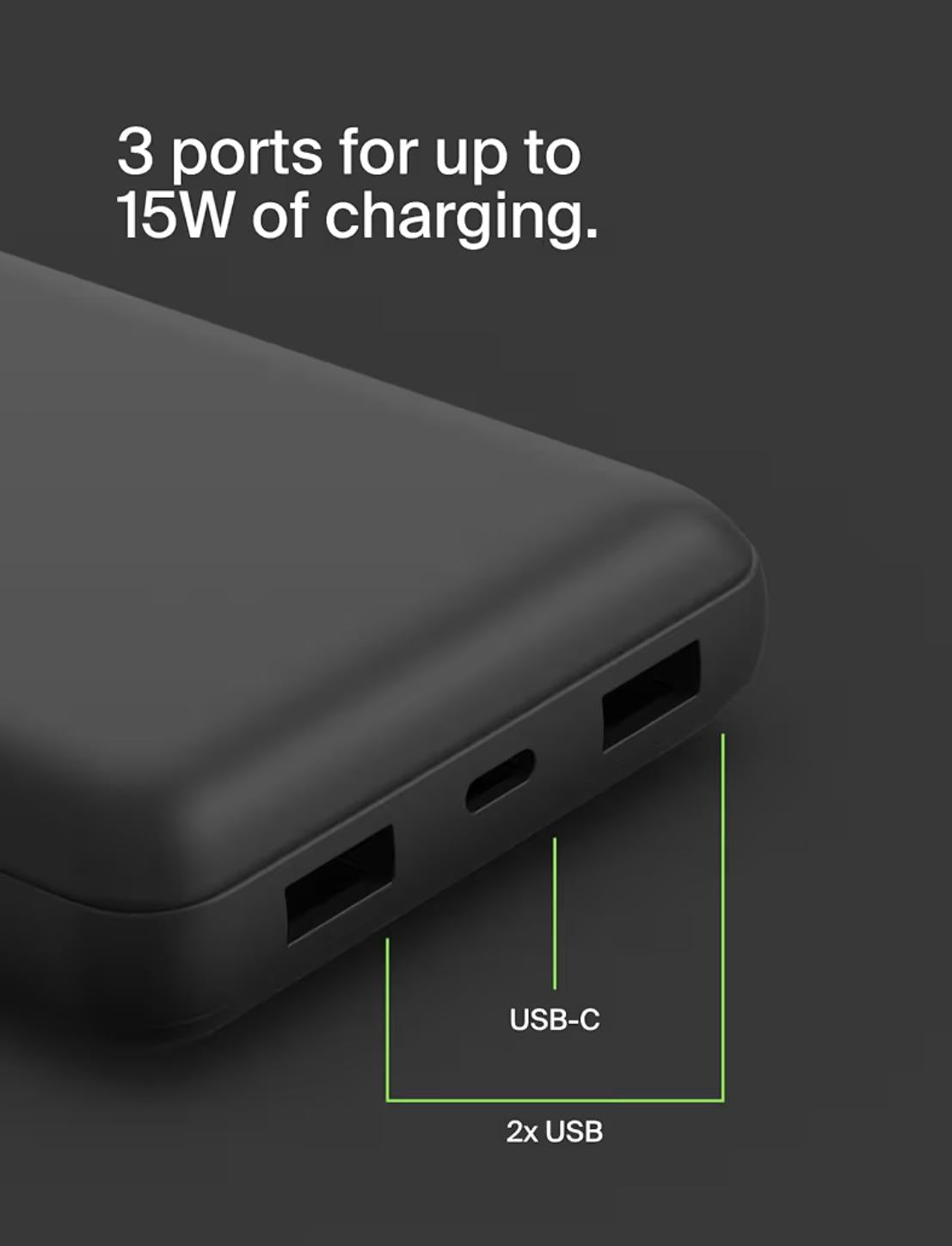 Belkin 20000mAh USB C Power Bank 3-Port Fast Charger iPhone, Galaxy, Pixel, iPad