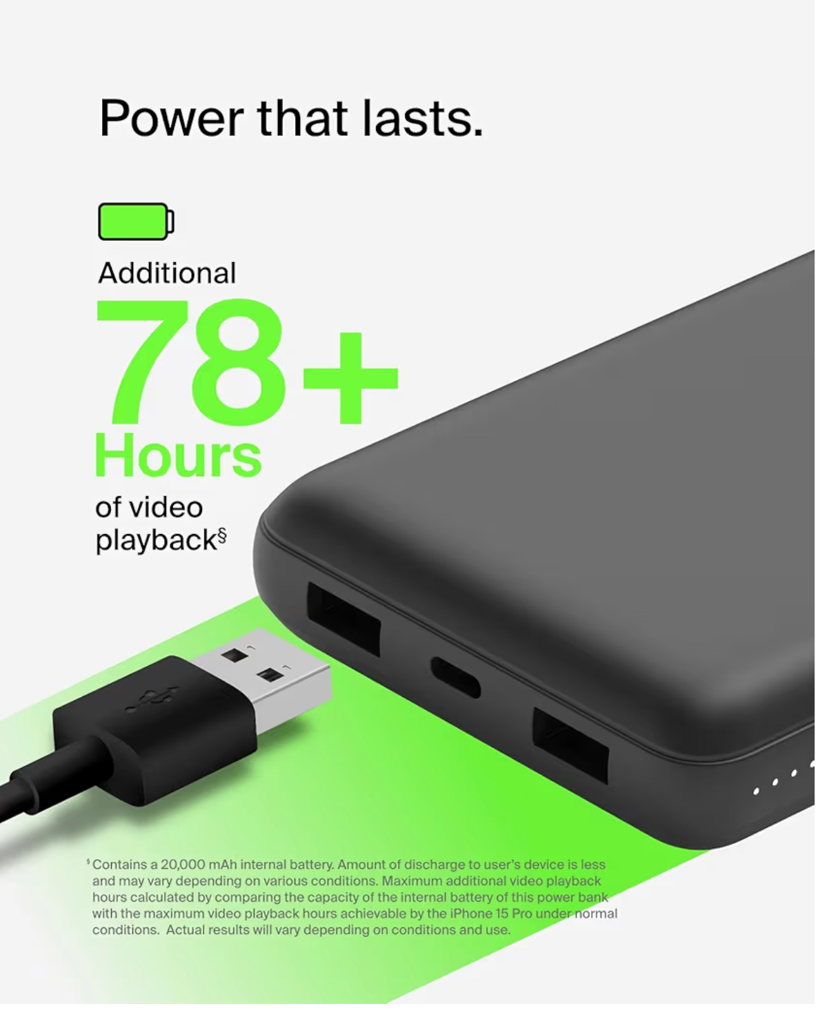 Belkin 20000mAh USB C Power Bank 3-Port Fast Charger iPhone, Galaxy, Pixel, iPad