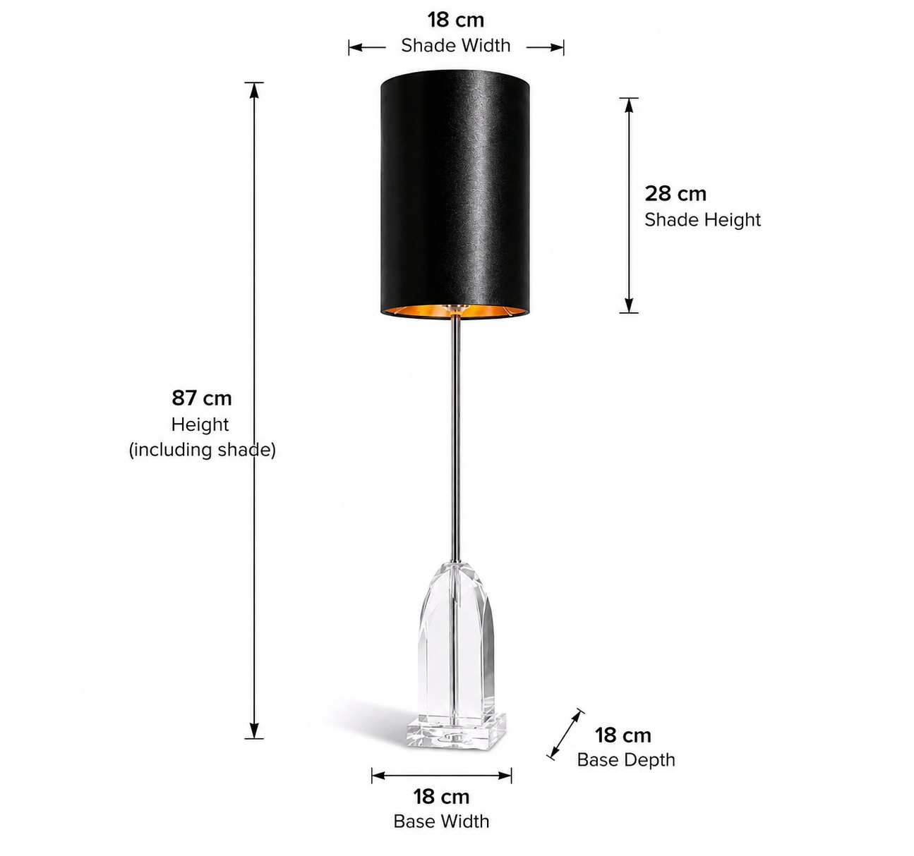 Laura Ashley Fionan Crystal Table Lamp Black Gold Luxury Light