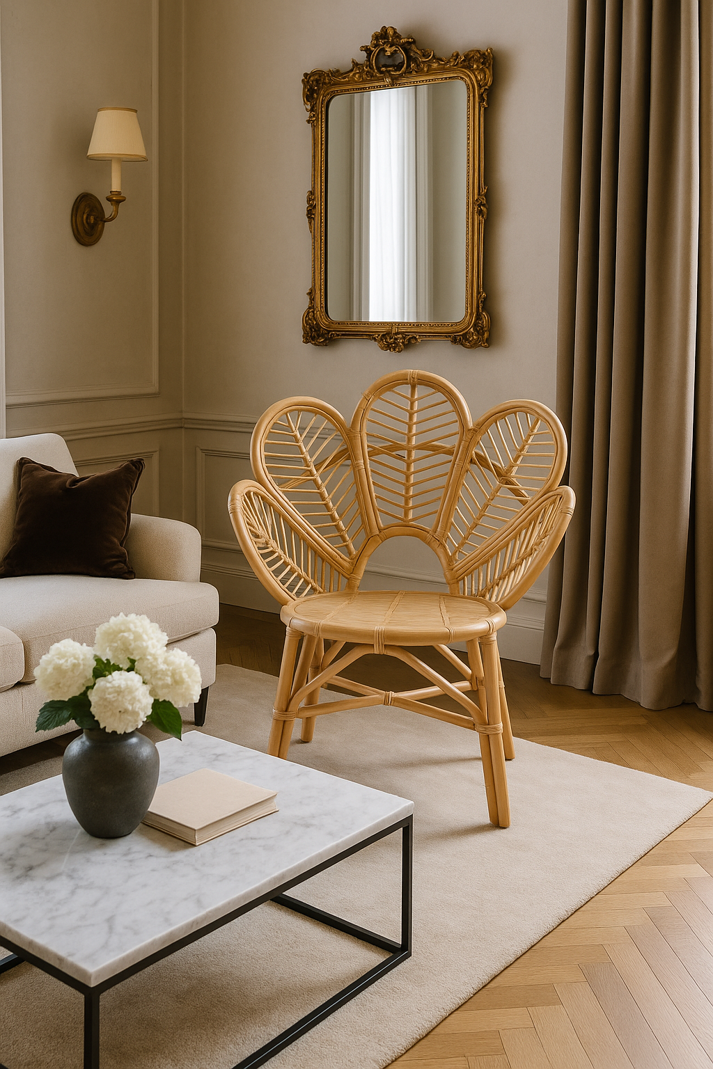 Bali & Pari Eliava Natural Rattan Flower Accent Chair – Natural Brown