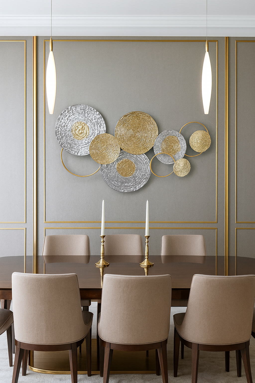 Luxury Wall Decor VANADIUM Metal Art – 60 cm Gold & Silver Handmade