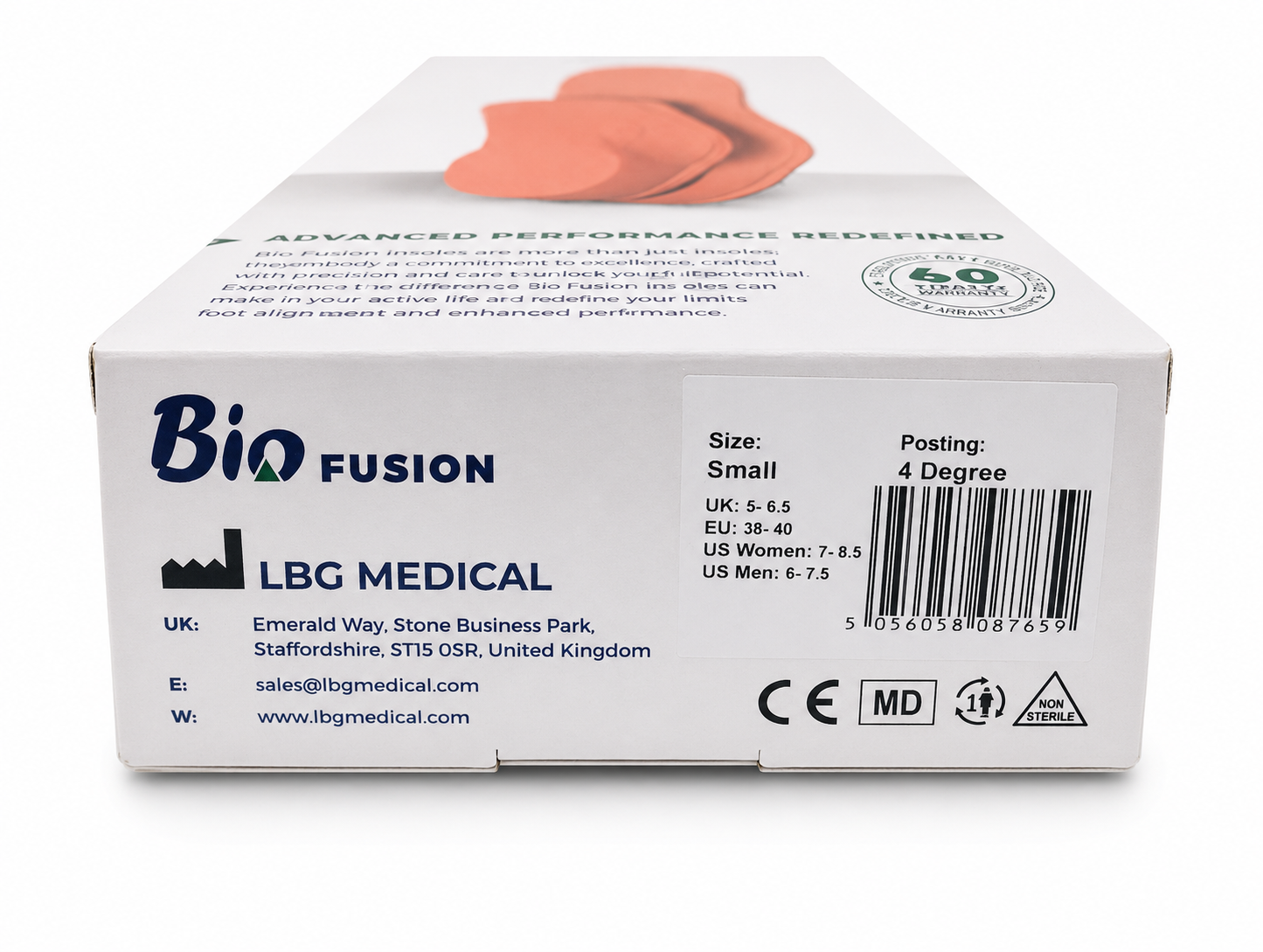Bio Fusion 4° Orthotic Insoles for Flat Feet & Overpronation – UK 5–6.5
