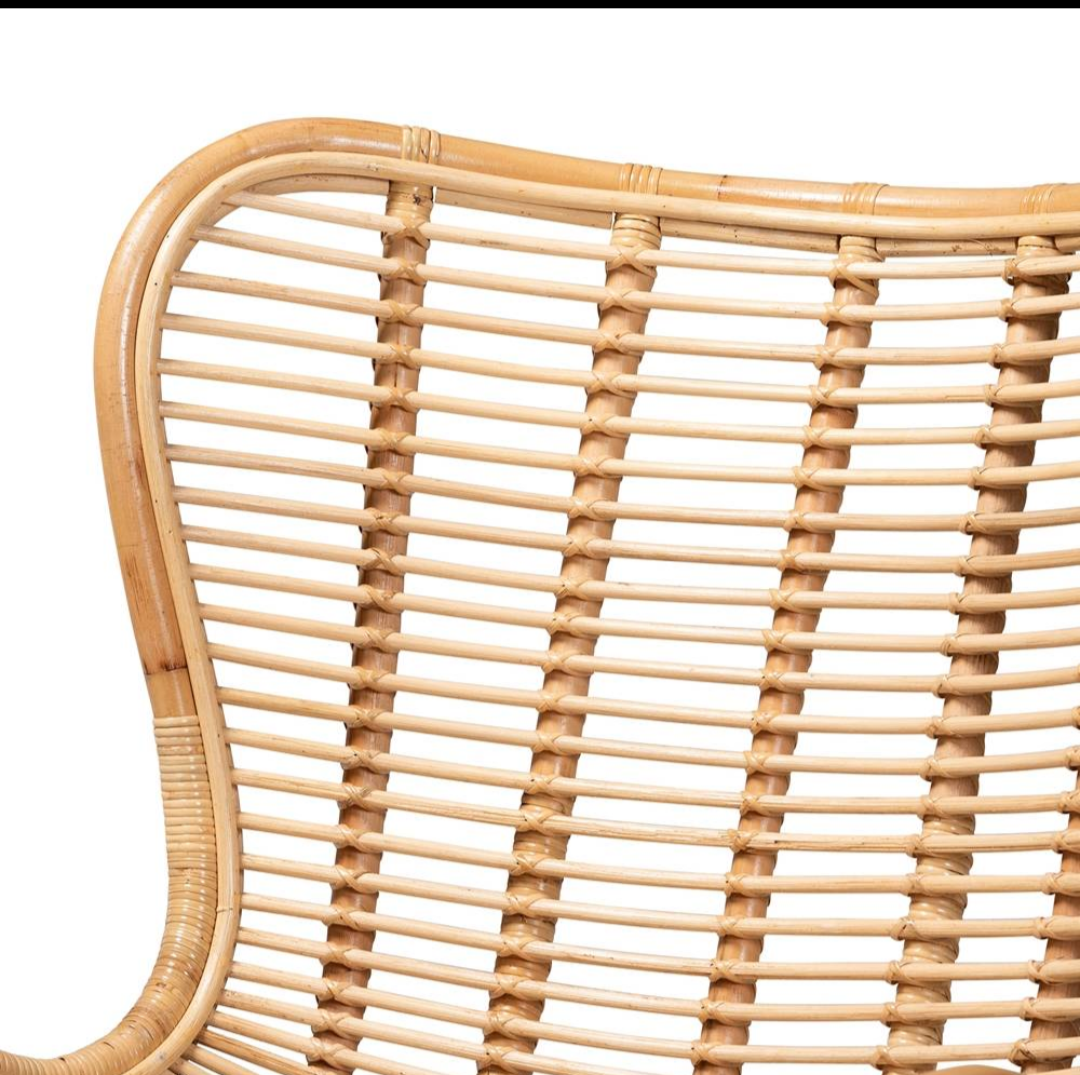 Colorado Modern Wicker Fair Natural Brown Rattan & Black Metal Accent Chair