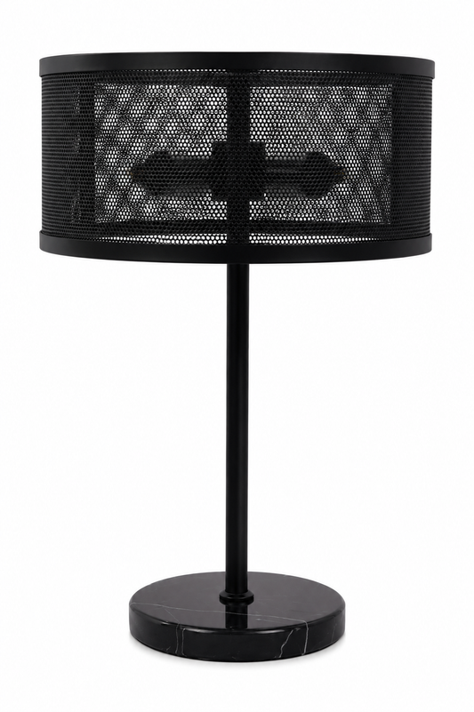 Libra Interiors Storm Table Lamp – Industrial Black Metal Mesh Designer Lamp for Contemporary Homes