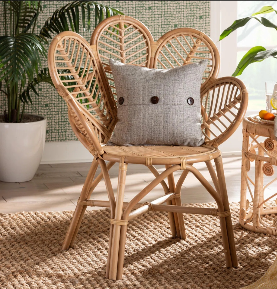 The Bali & Pari Eliava Natural Rattan Flower Accent Chair – Bohemian Artistry Meets Modern Living